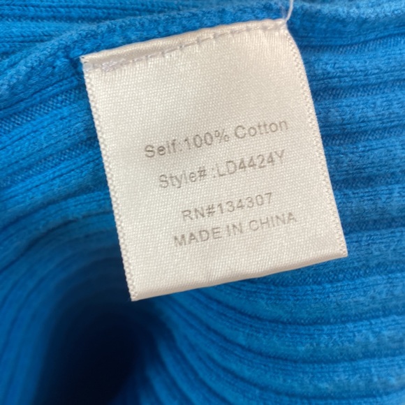 (A55) Line + Dot Eva Rib Knit Dress in Sea Blue, Size Large - Picture 15 of 16